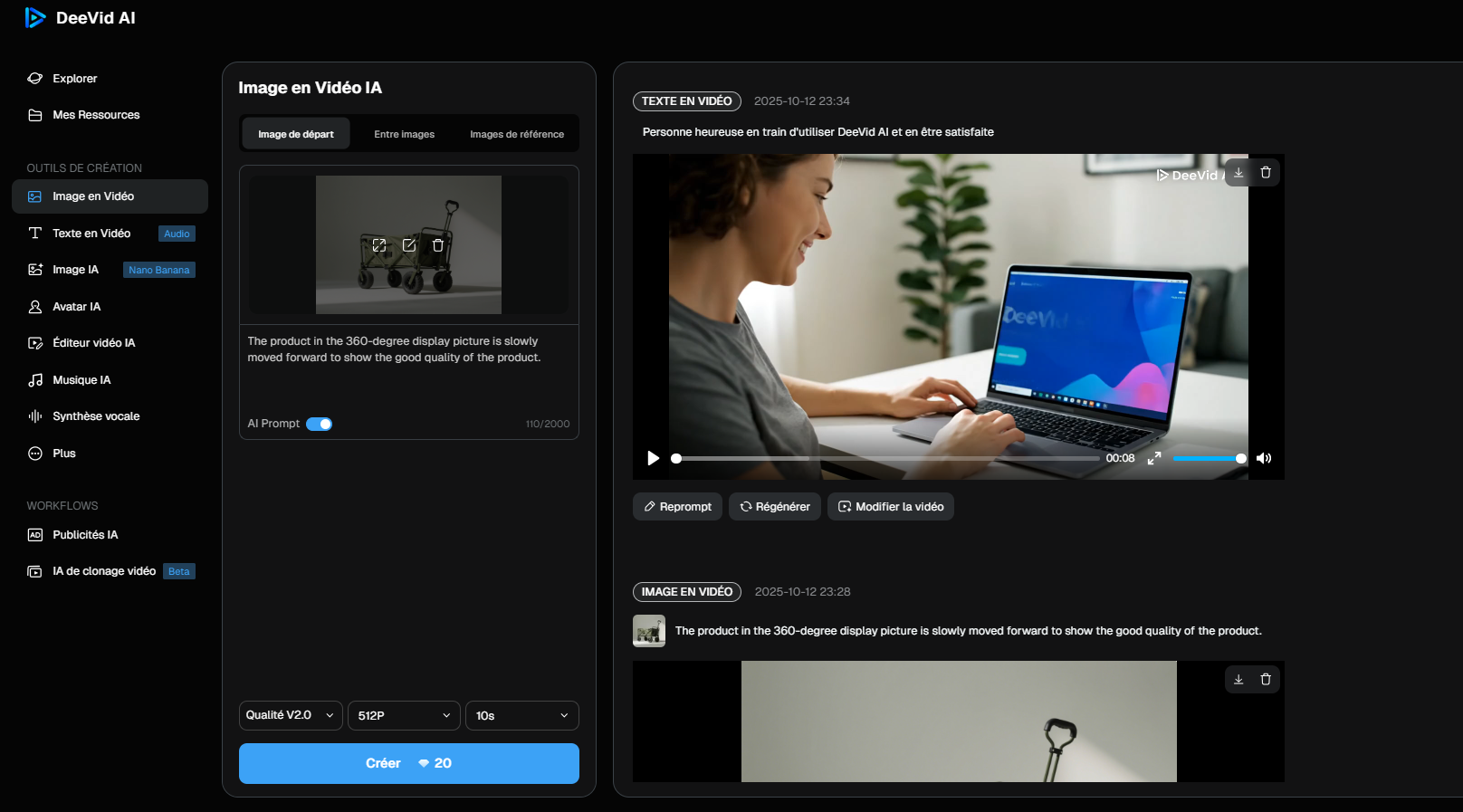 DeeVid AI text-to-video interface