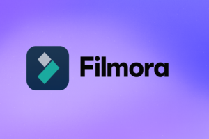 Logo Wondershare Filmora, logiciel de montage vidéo intuitif avec fonctionnalités d’intelligence artificielle
