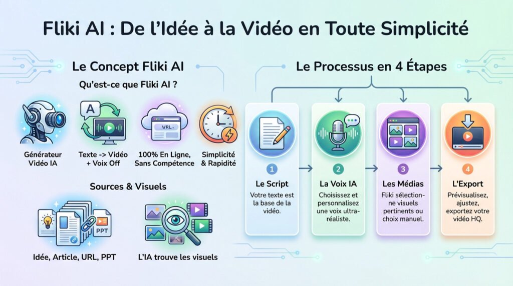 Fliki AI interface showcasing text-to-video transformation with voiceover options