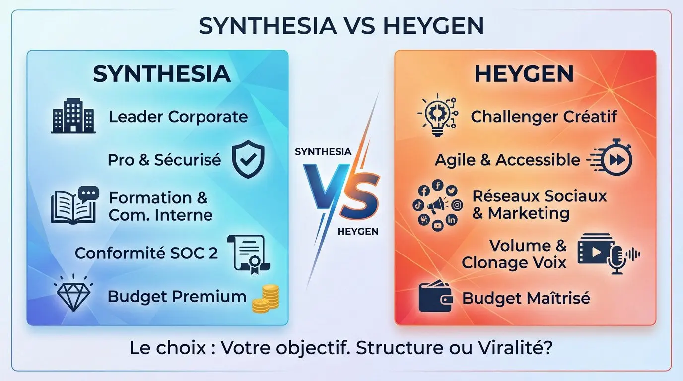 Synthesia vs HeyGen comparatif 2026
