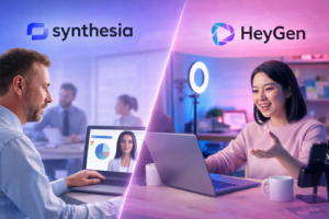 Comparatif Synthesia vs HeyGen – générateurs de vidéos IA avec avatars pour entreprises et créateurs