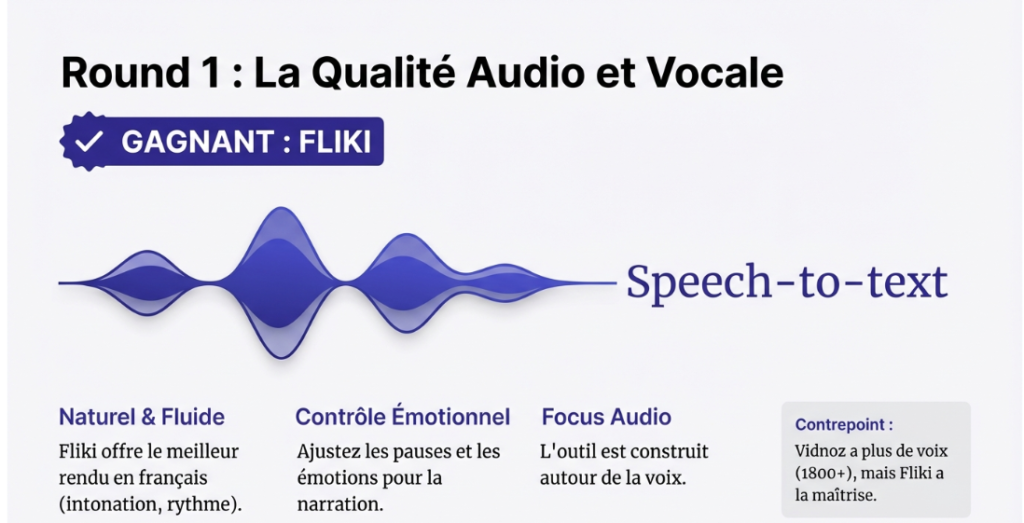 Qualité de voix Fliki et Vidnoz