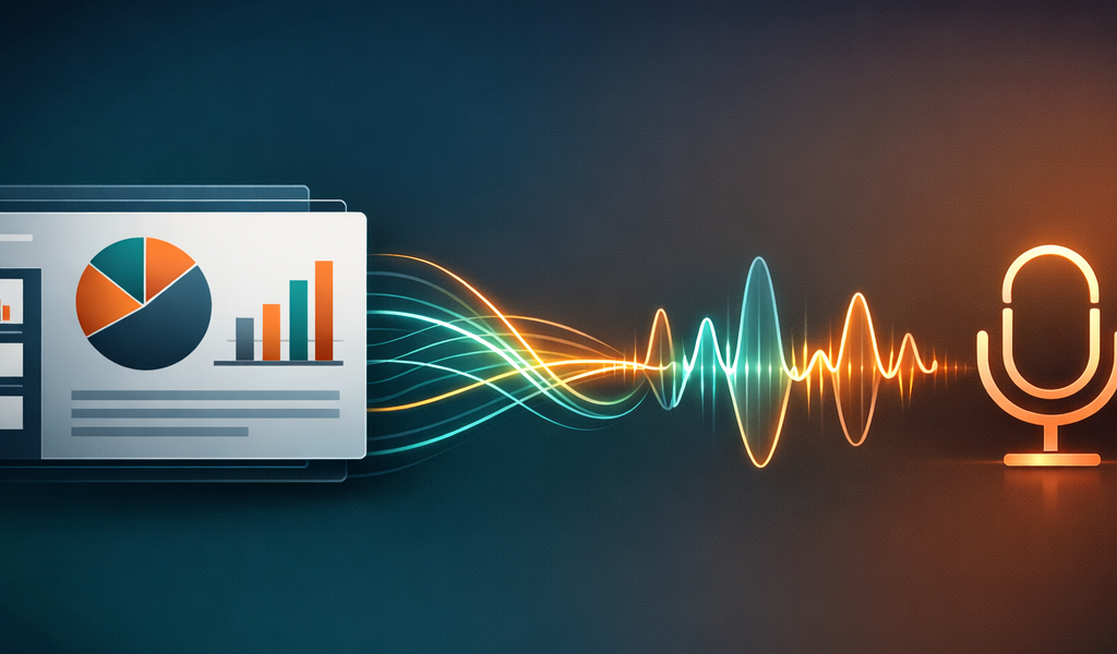 Illustration d'intégration voix IA dans une présentation — Canva et PowerPoint