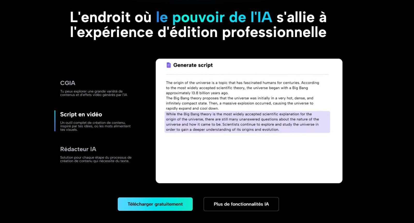 CapCut fonctionnalités IA