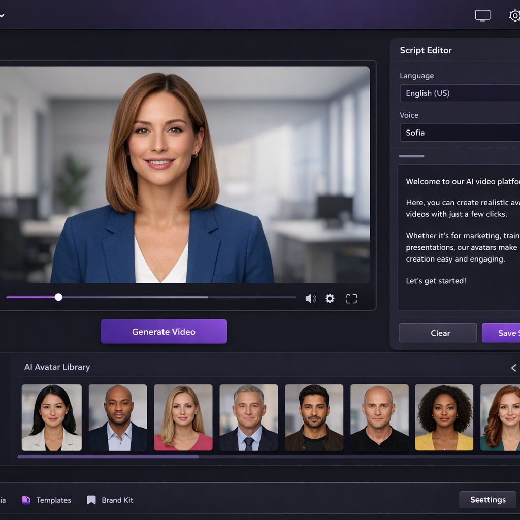 HeyGen interface 2026 — avatar IA réaliste studio vidéo