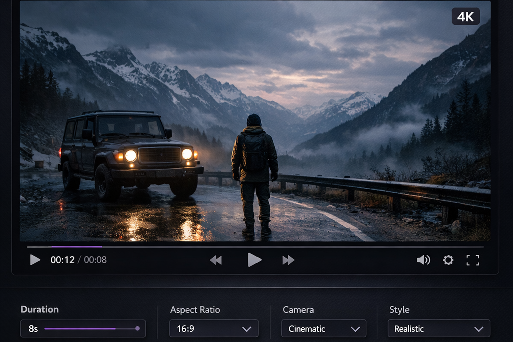 Kling AI interface vidéo cinématique 2026