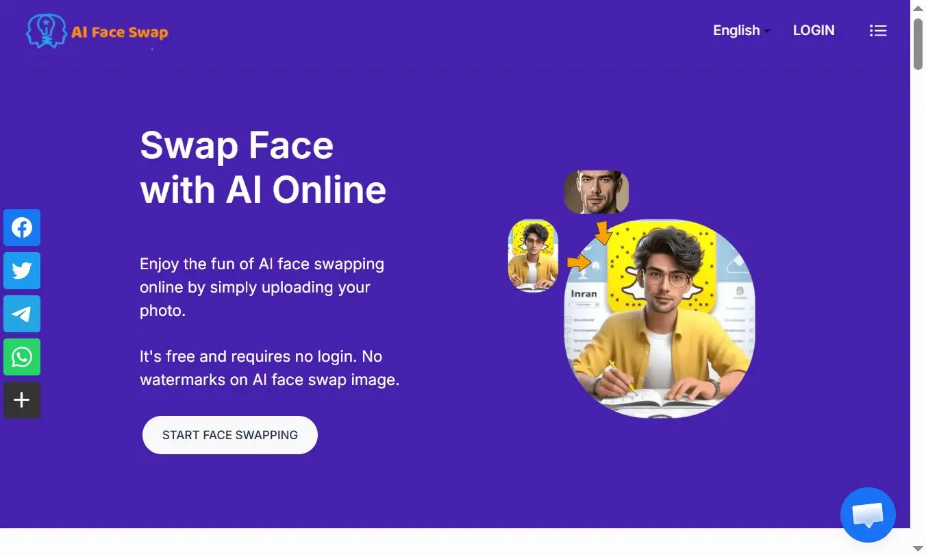 Interface of AIFaceSwap.io - free swap face without registration