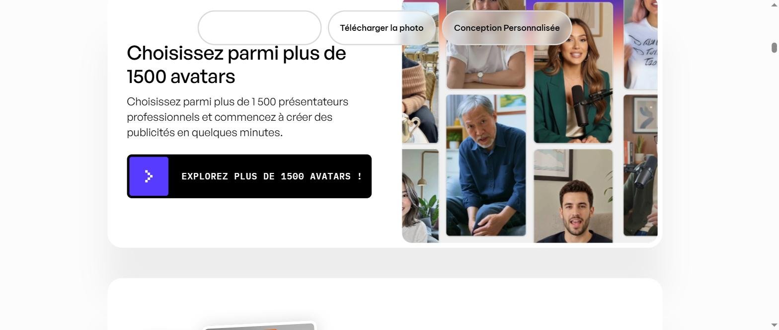 Bibliothèque Creatify AI - Choisissez parmi plus de 1500 avatars IA réalistes pour vos publicités UGC e-commerce