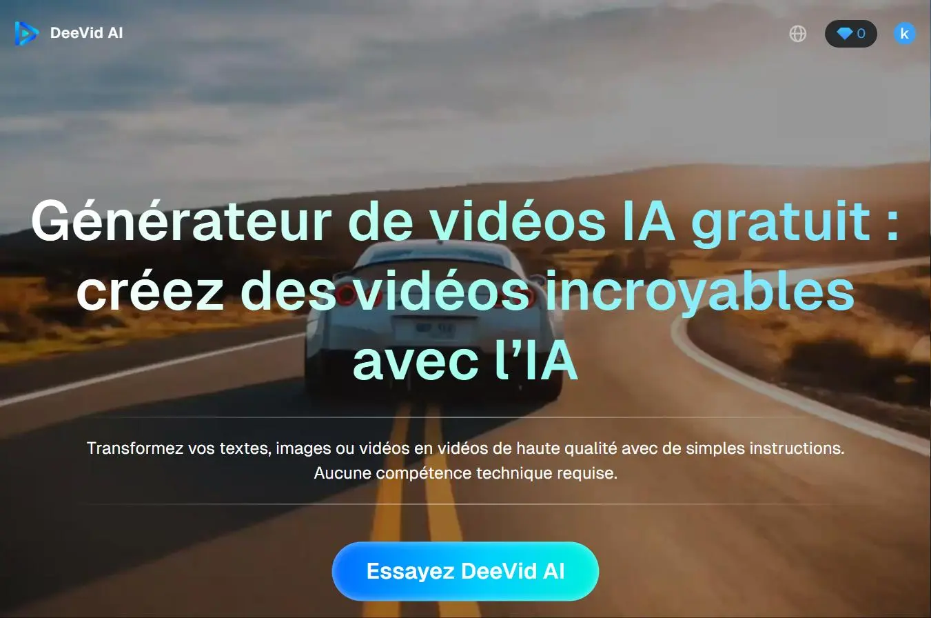 Deevid AI - générateur de vidéos IA pour créer des fonds d'écran