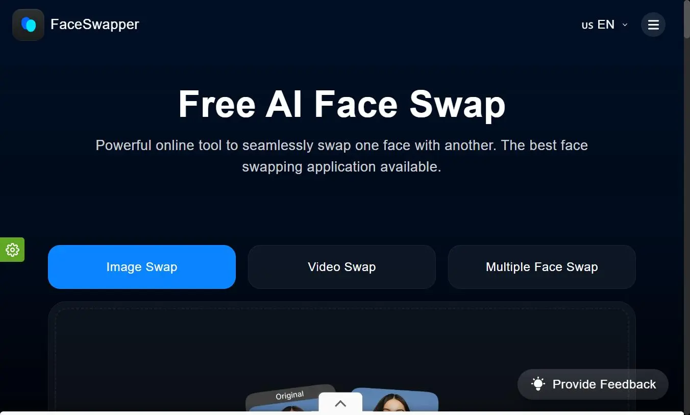 FaceSwapper.ai interface - free swap face without registration