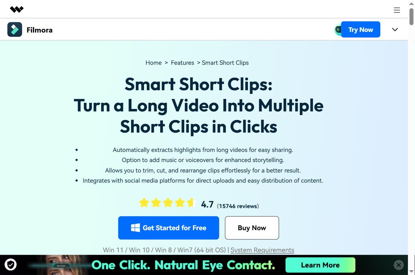 Filmora Smart Short Clips - Transformer une longue vidéo en plusieurs Shorts TikTok