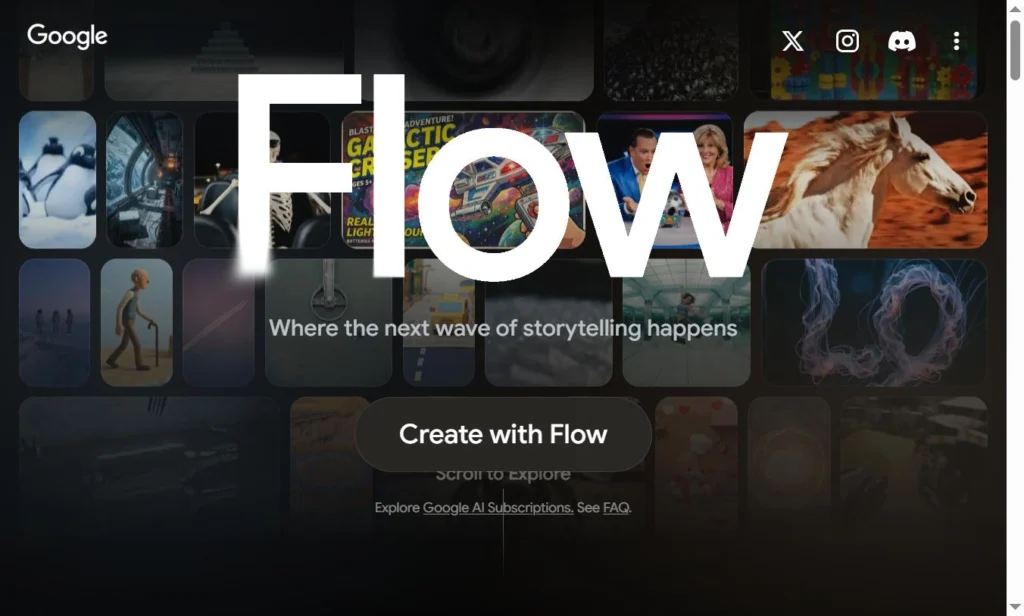 Interface de Google Flow, le studio de création vidéo IA de Google