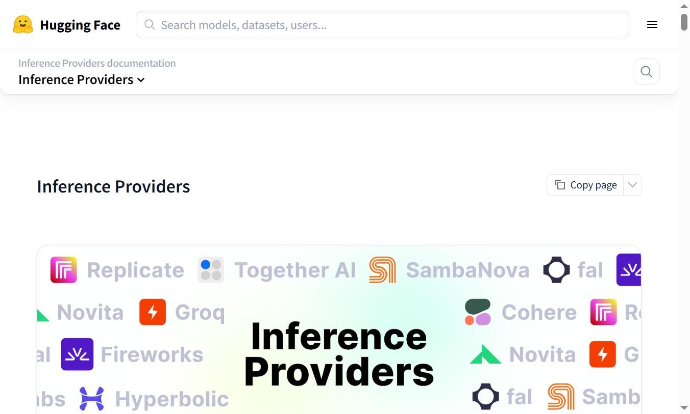 Hugging Face Inference Providers - page officielle avec les providers partenaires