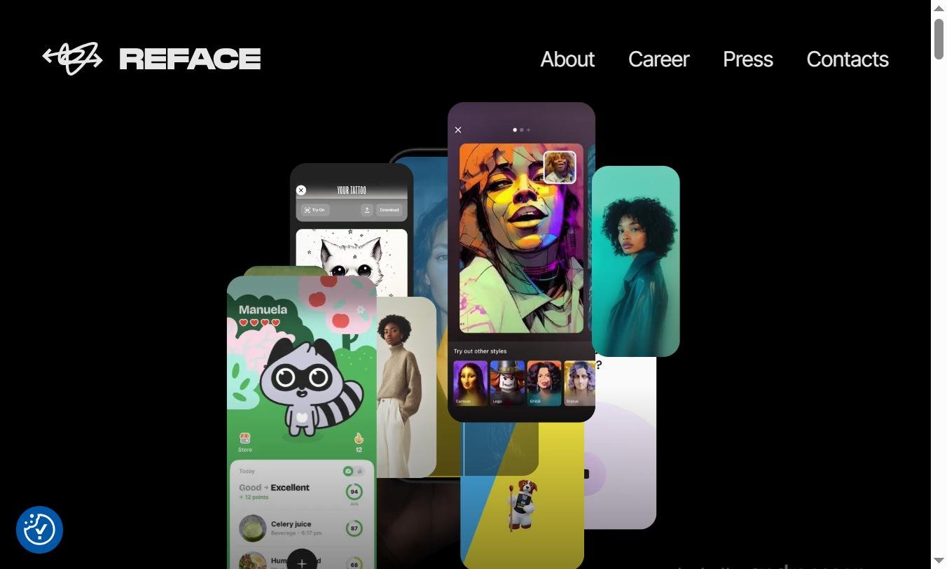 Interface de Reface AI - application mobile face swap pour TikTok