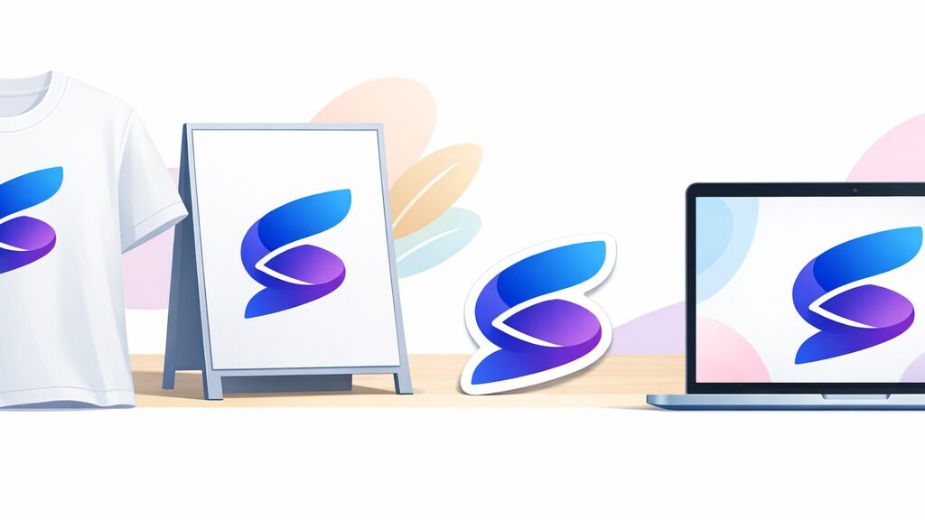 A vectorised logo on t-shirt, printed sign, sticker and screen without loss of sharpness