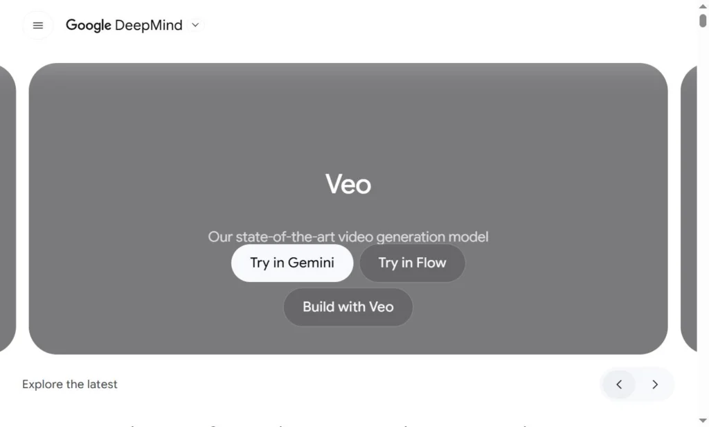 Page officielle de Veo sur le site de Google DeepMind