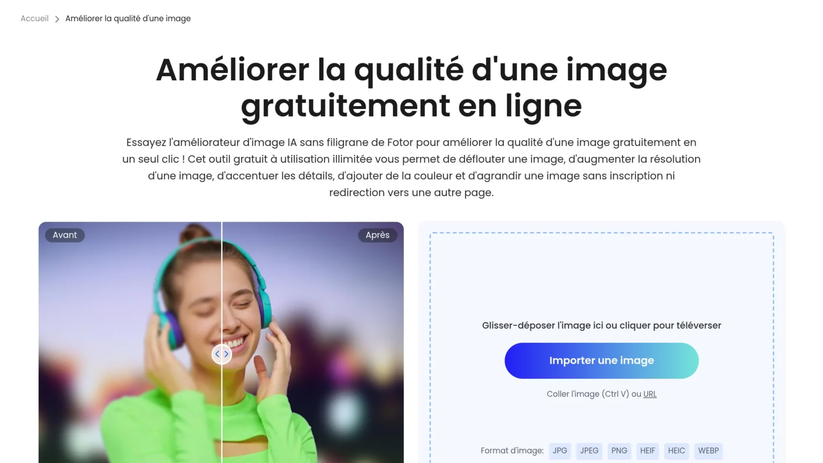 Fotor, améliorer la qualité d'une photo avec l'IA