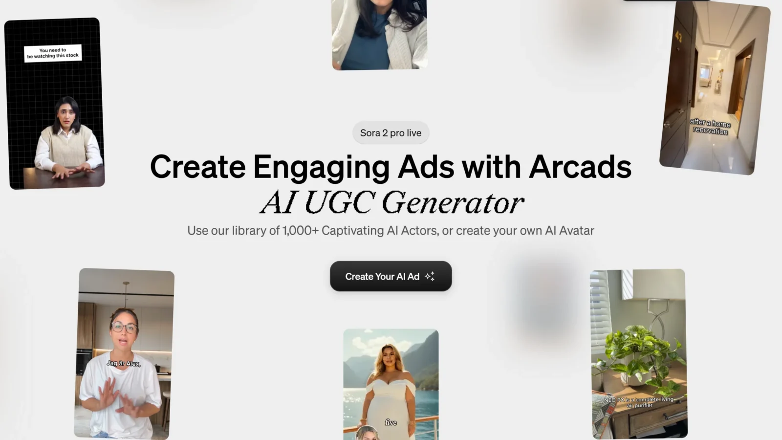 Acteurs AI et génération de pub UGC dans Arcads AI