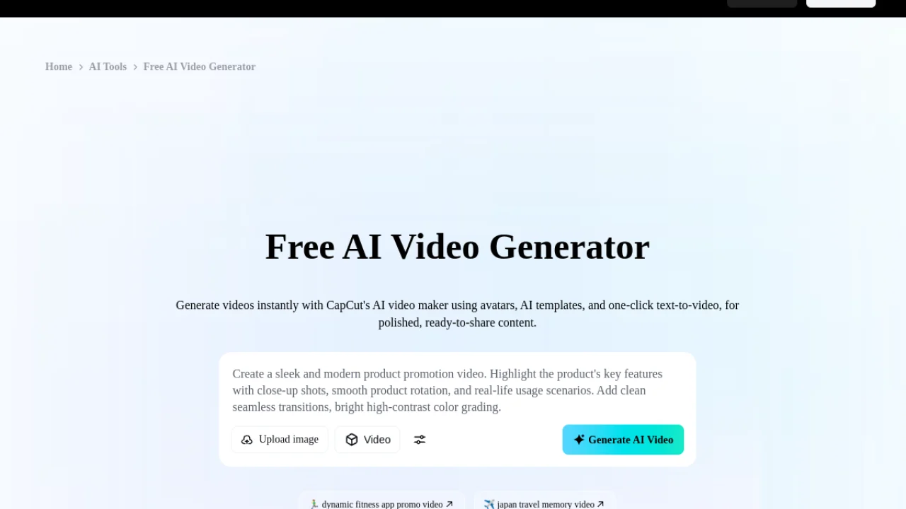 CapCut — video generation AI and editing free in the same place (2026)