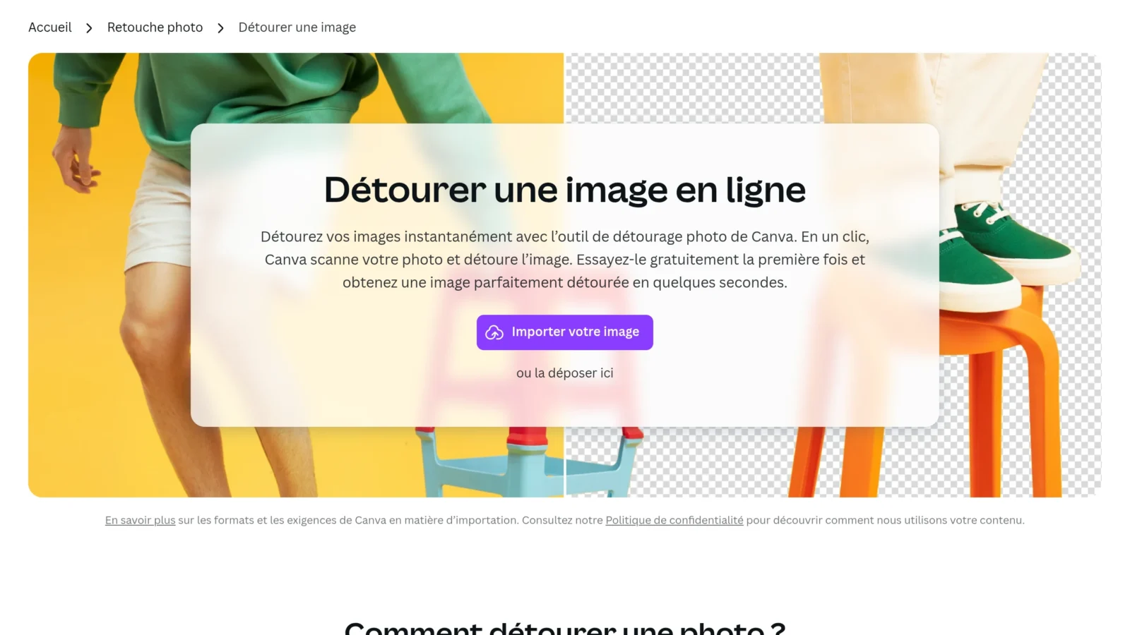 Outil de détourage d'image par IA de Canva