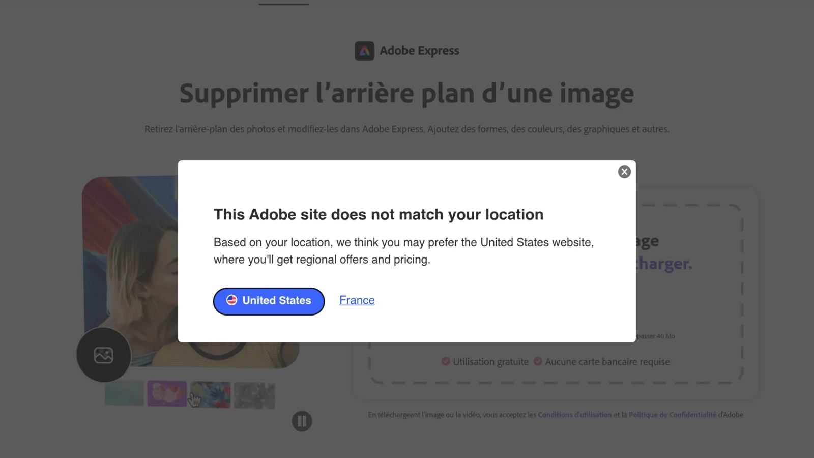 Suppression de l'arrière-plan d'une photo avec Adobe Express