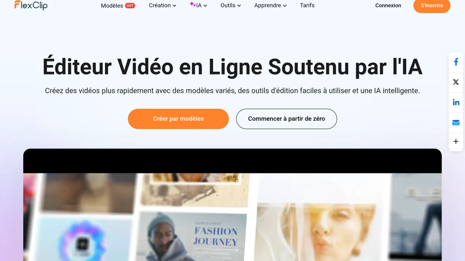 Interface de l'éditeur vidéo en ligne FlexClip