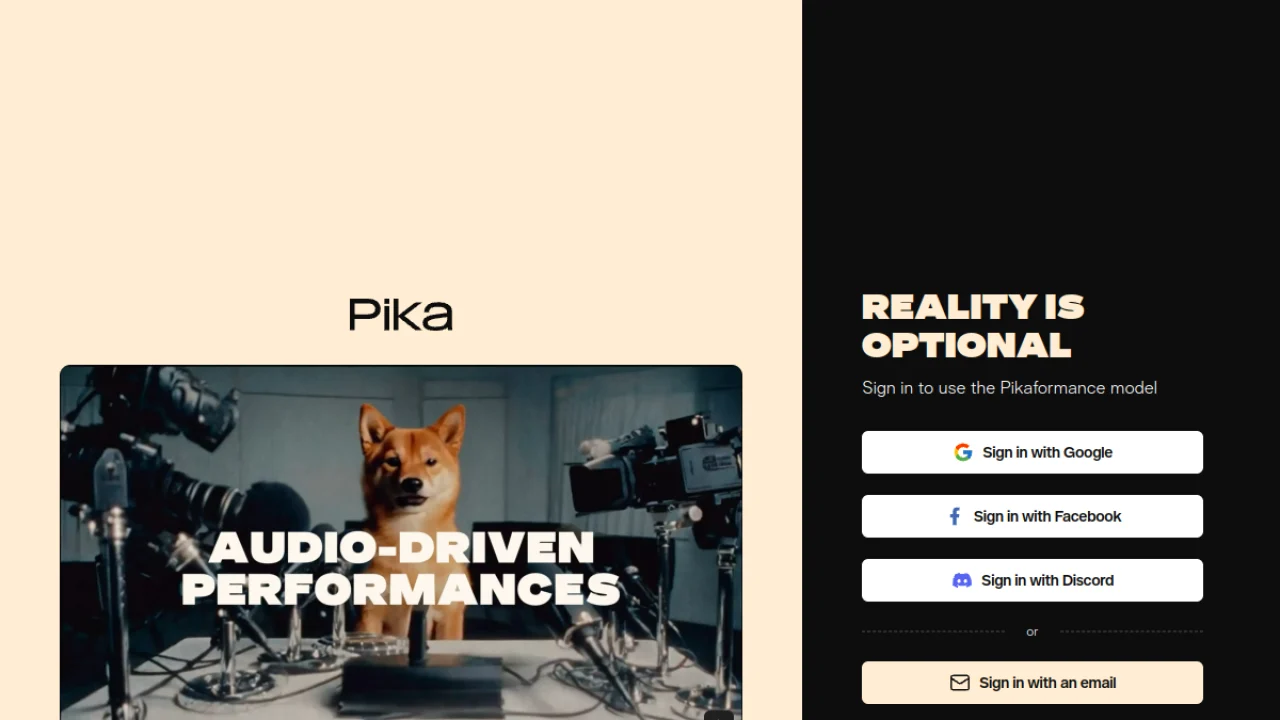 Pika AI interface to generate video