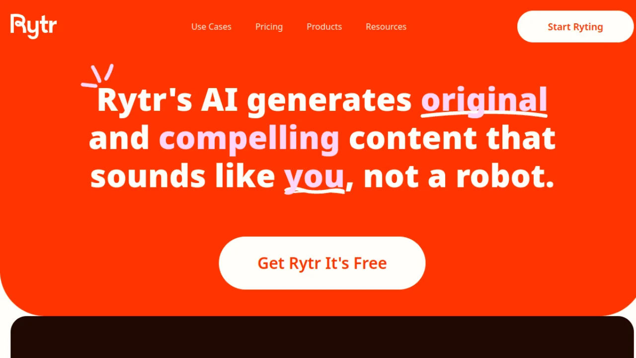 Interface de Rytr pour generer un script