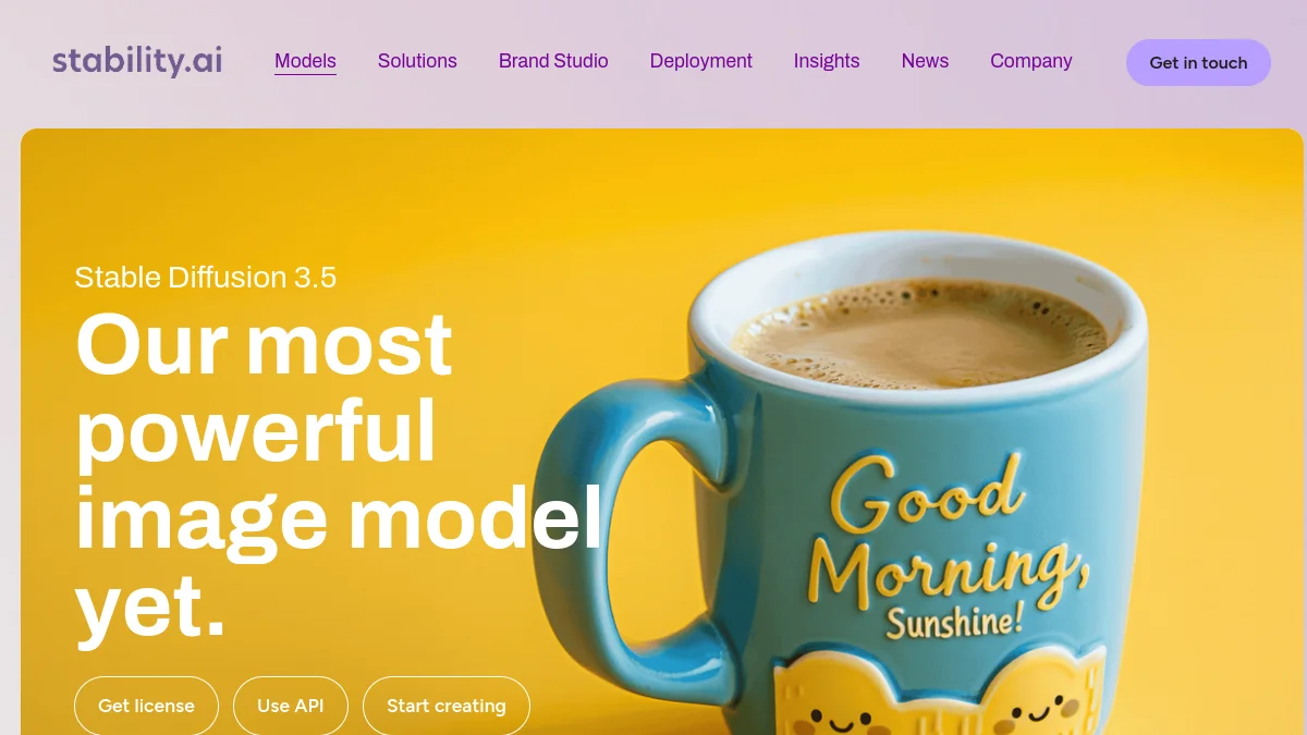 Site officiel Stability AI presentant le modele Stable Diffusion 3.5