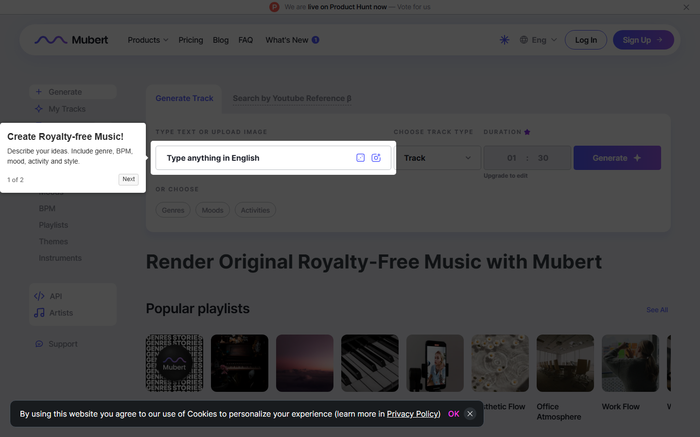 Mubert Render text-to-music 2026