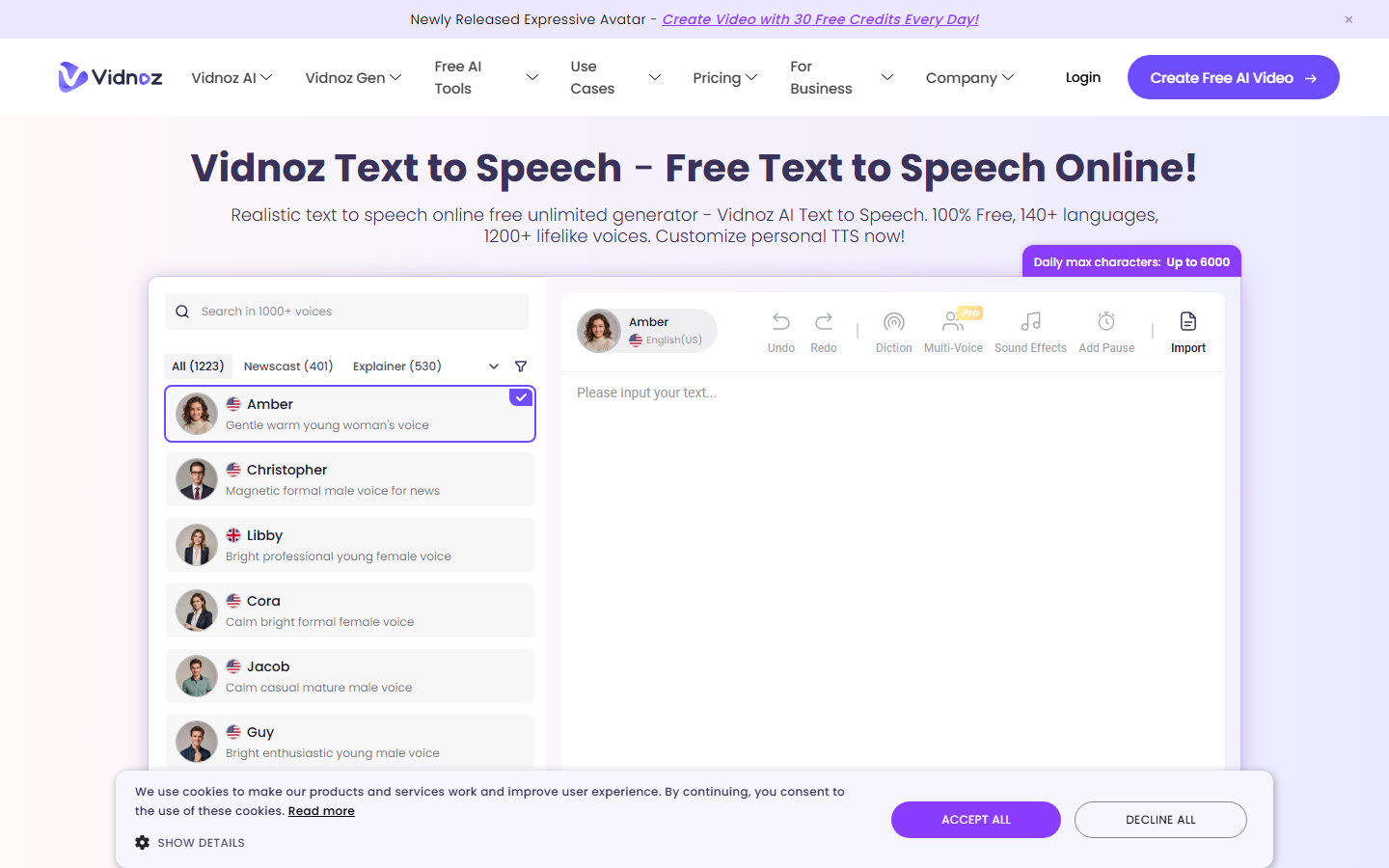 Vidnoz Text-to-Speech 2026