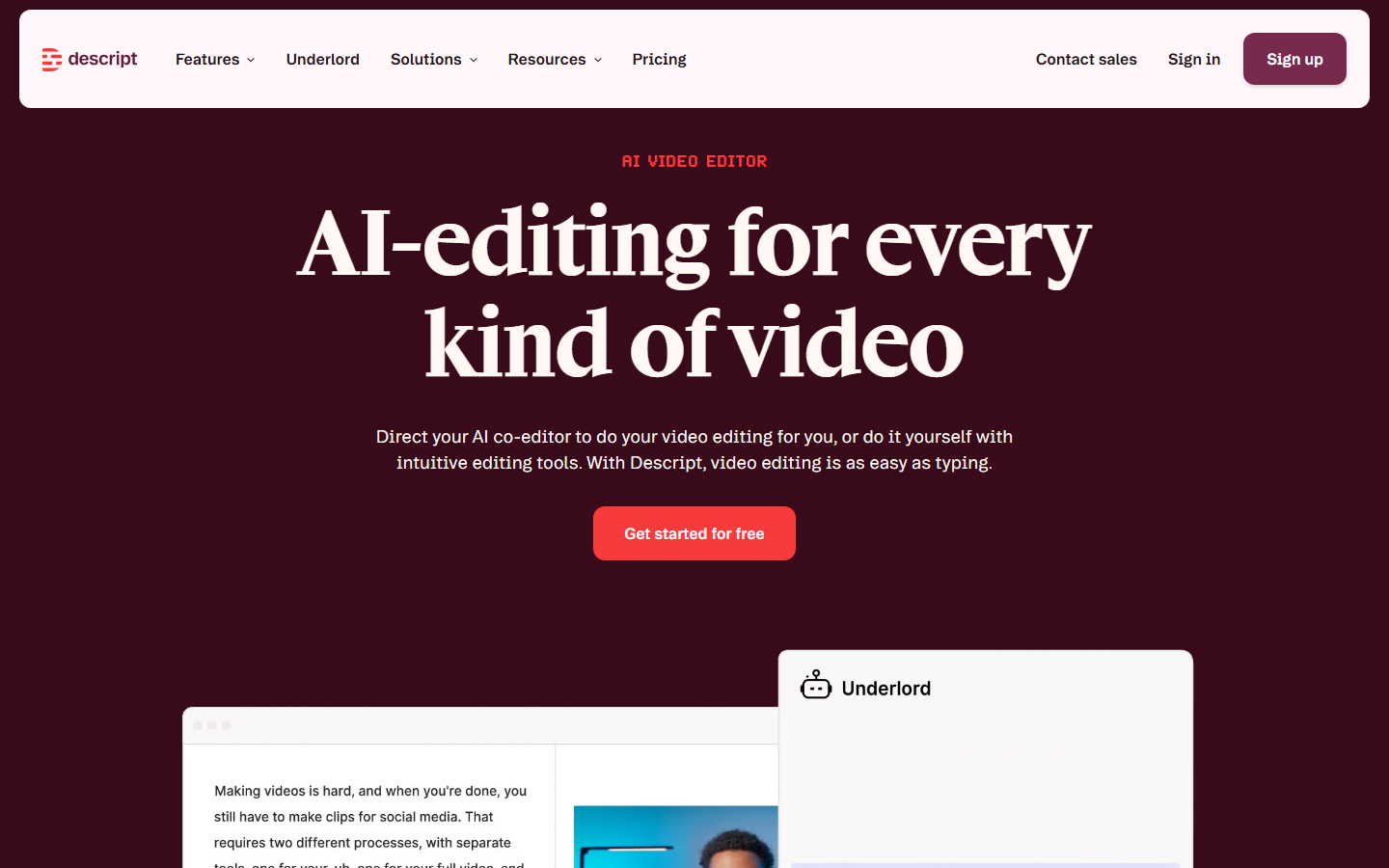 Interface Descript editing by text 2026