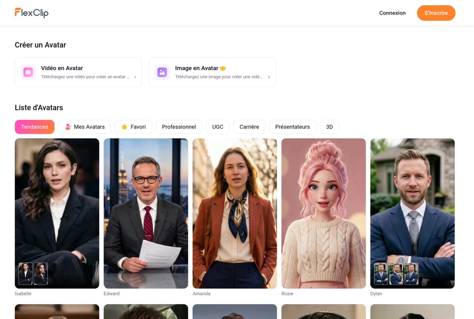 Avatar AI parlant de FlexClip pour creer une video sans camera