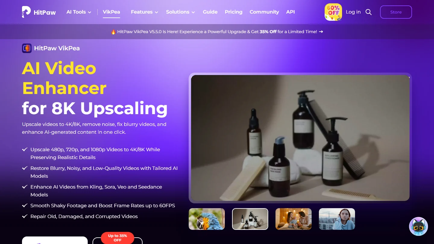 HitPaw Video Enhancer interface d'upscaling