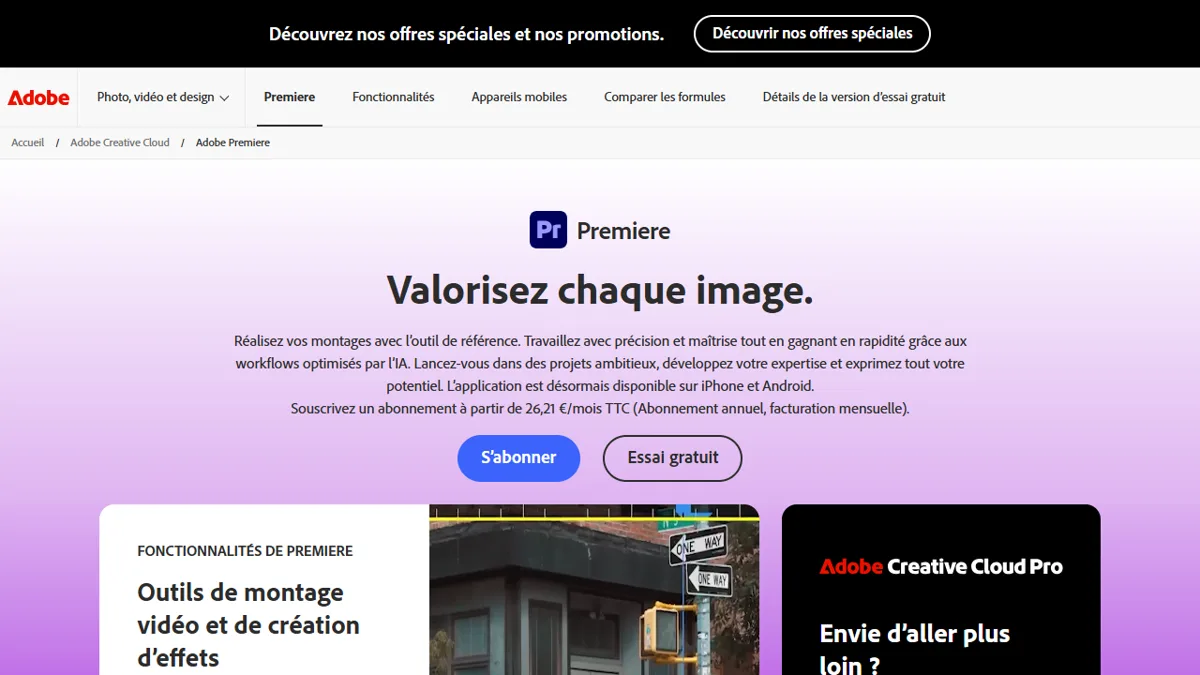 Official page of Adobe Premiere Pro