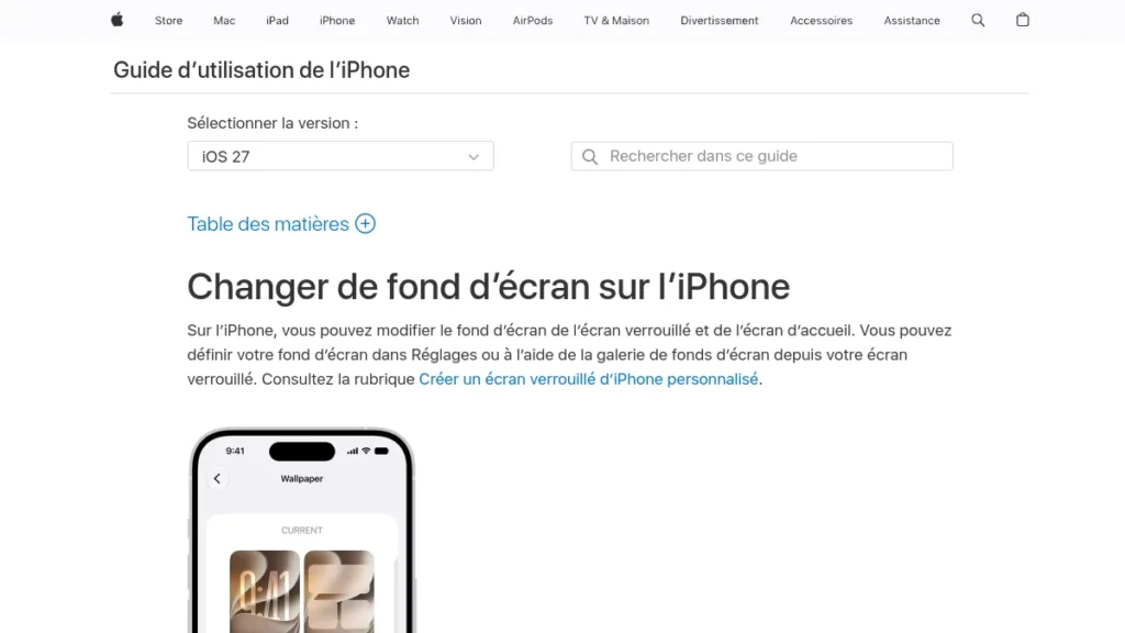 Guide Apple pour changer de fond d'écran sur iPhone