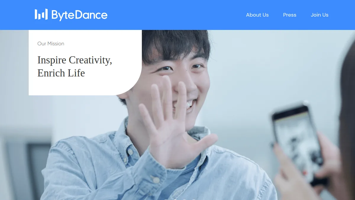 ByteDance's official website homepage