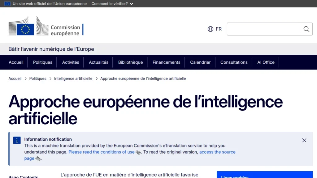 European Commission page on the European approach to AI