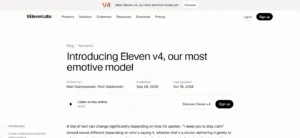 Lire la suite à propos de l’article Eleven v4 d&rsquo;ElevenLabs : nouveautés, français, tarifs et plan gratuit (2026)