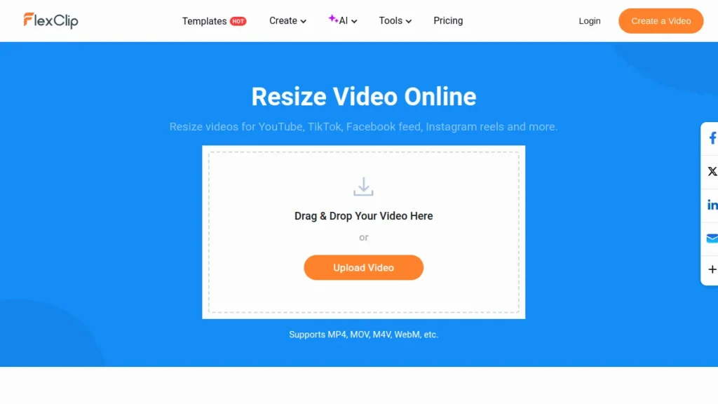 Tool FlexClip to resize a video for social networks