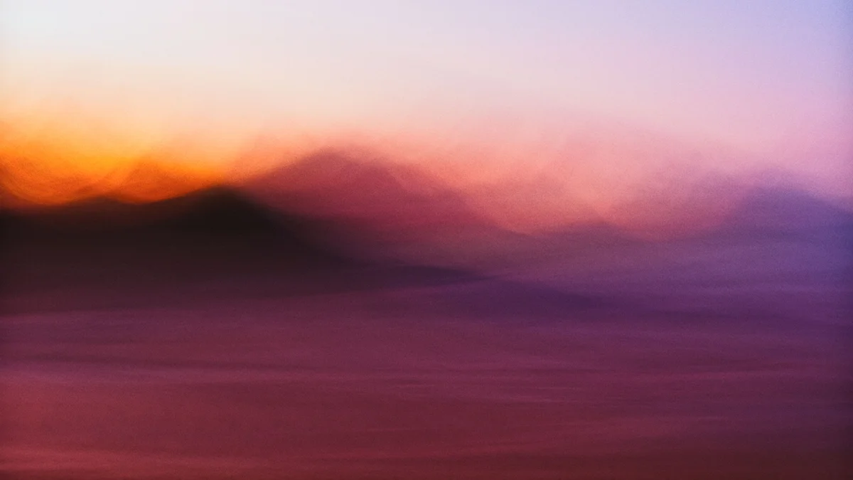 Abstract landscape in sunset colors, style usable in wallpaper