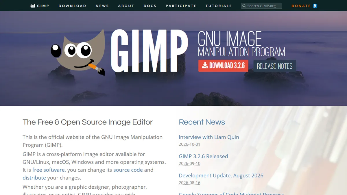 Site officiel du logiciel libre GIMP