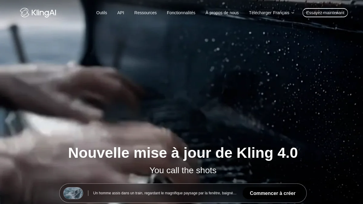 Kling AI English homepage announcing the Kling 4.0 update