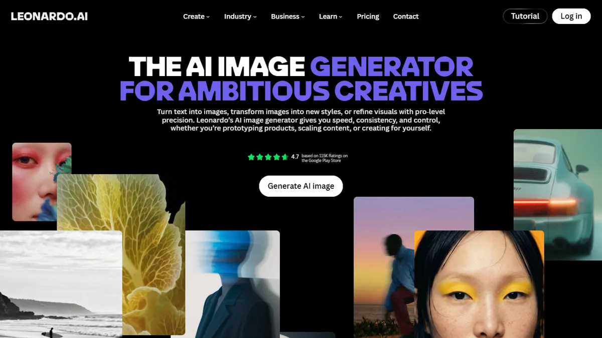 Page du générateur d'images de Leonardo AI
