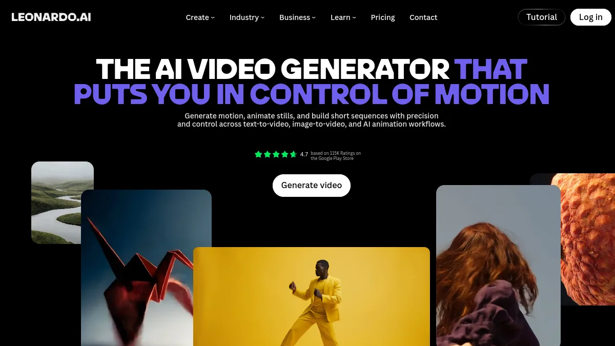Page du générateur vidéo de Leonardo AI