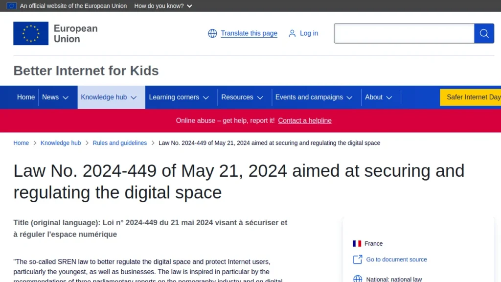 European Fact Sheet of the Act SREN No. 2024-449 of 21 May 2024
