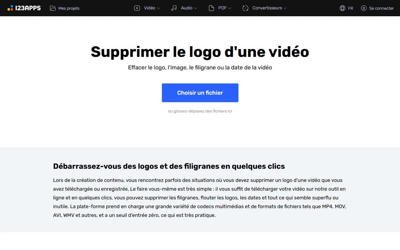 Tool Online Video Cutter to blur, frame or cover a logo in a video