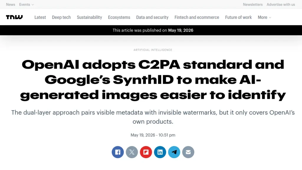 The Next Web article on the tool checking images of OpenAI