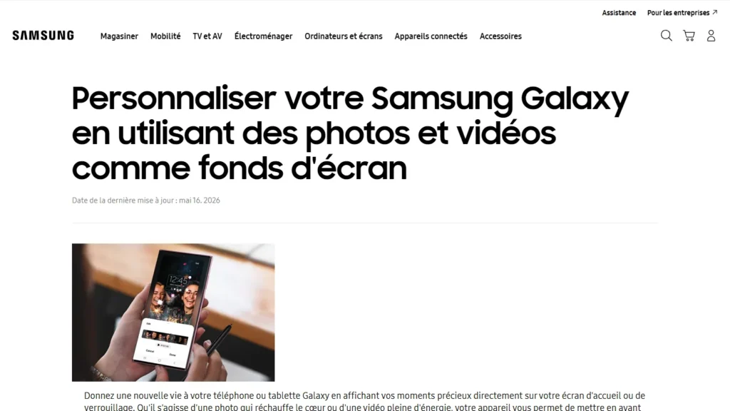 Guide Samsung pour utiliser une photo ou une vidéo comme fond d'écran sur un Galaxy