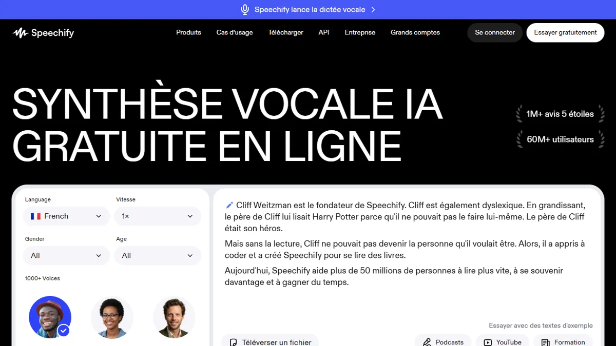 Speechify homepage
